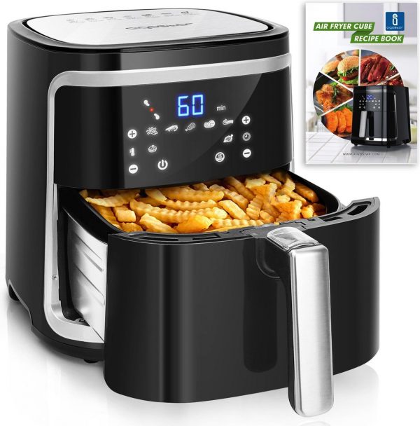 Aigostar Cube 30IBT - XXL Digitaal Airfryer - 7L Hetelucht Friteuse - Receptenboek - Zwart