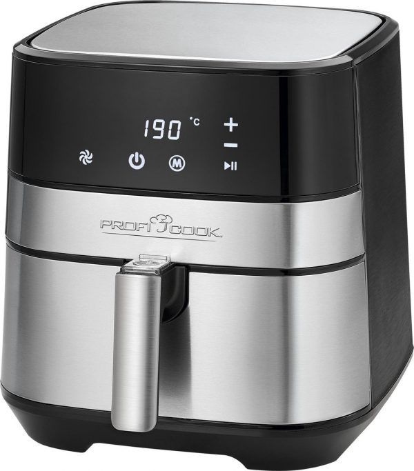 ProfiCook 501177 Airfryer - friteuse Heteluchtfriteuse 5,5 l Enkel Zwart, Roestvrijstaal Vrijstaand 1700 W